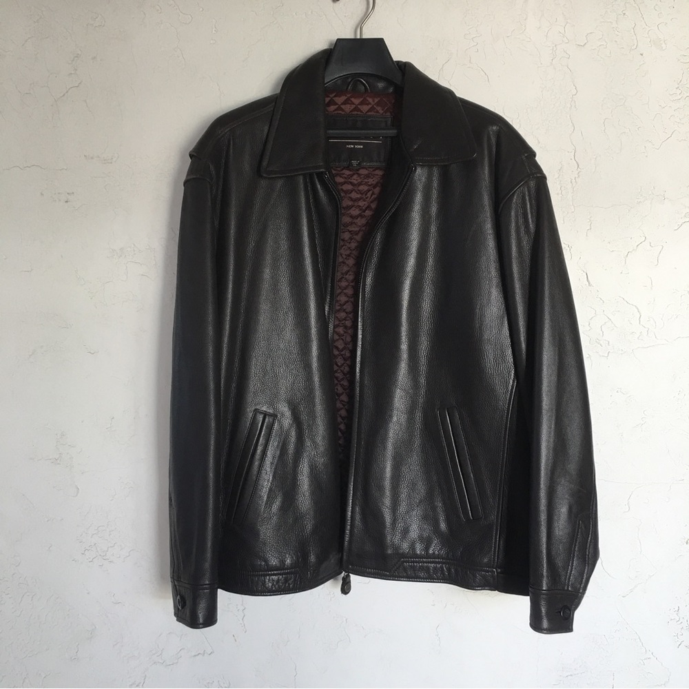 Winlit New York Leather Jacket Men Size XL Black